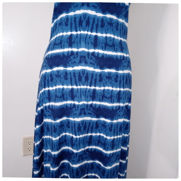 Boho Blue Tie Dye Racerback Tank Maxi Soft Stretchy Dress Size Small - Picture 4 of 10